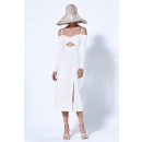 Sexy Off-The-Shoulder Cutout Bandage Long White Dress