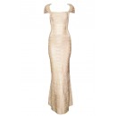 Herve Leger Lora Woodgrain Foil Bandage Gown