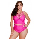 Solid Color Sexy High-Waisted Halter Plus Size Bikini