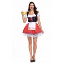 Womens Ribbon Lace Dress Oktoberfest Fraulein Costume