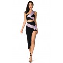 Herve Leger Bandage Dresses Long Gown One Shoulder Two Piece Black