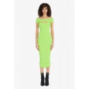 Bm Midi Length Lime Green Knit Openwork Dress