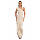 White Asymmetric Neck Backless Maxi Dress