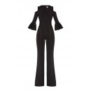 Herve Leger Vivica Black Bandage Wide Leg Jumpsuit