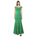  Herve Leger Bandage Dress Long Gown Off Shoulder Crisscross Green