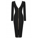 Long Sleeve Open Back Black Bandage Dress