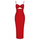 Sexy Slim Fit Halter Long Red Bandage Dress