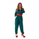 Fancy Party Homewear Adult Coral Velvet Christmas Jumpsuit Costume