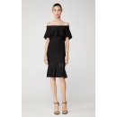 Herve Leger Eyelet Stripe Pleated Dress 