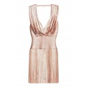 Herve Leger Naomi Foil Draped Bandage Dress 