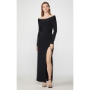 Herve Leger Off-The-Shoulder Long Sleeve Gown