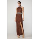 Herve Leger Metallic Eyelash Halter Gown