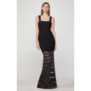 Herve Leger Striped Tulle Bandage Gown - Black