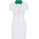 Herve Leger Celebrity Bandage Dresses Casual Polo Collar White