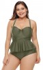 Plus-Size Green Split Swimsuit