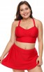 Red Swimsuit Plus Size Halter Bikini