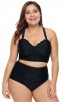 Plus Size High Waist Black Beach Halter Swimsuit