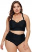 Plus Size High Waist Black Beach Halter Swimsuit