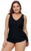 Black High Waist Two-Piece V-Neck Plus Size Swimsuit