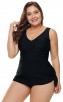 Black High Waist Two-Piece V-Neck Plus Size Swimsuit