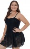 Black Plus Size Mesh One-Piece Strapless Bikini Swimsuit