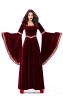 Halloween Costume Printing Retro Court Hooded Dress 