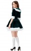 Christmas Costume Velvet Dark Green V-neck Bubble Hooded Dress 