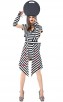 Halloween Prisoners Black and White Striped Stage Costume