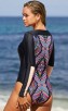 Retro Print Long Sleeve One-Piece Swimsuit