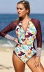 Fashion Printed One-Piece Zipper Surfing Swimsuit