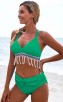 Sexy Bikini Solid Color Fringed High-Waisted Beach Swimsuit