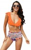 Summer Beach Sexy Orange Print High Waist Bikini