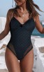 Holiday Black Lace Halter Triangle One-Piece Bikini