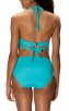 Solid Color Halter Ruffles Two Piece Bikini