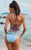 Sexy Printed Halterneck Strap Bikini Swimsuit