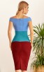 Herve Leger Bandage Dress Off Shoulder Colorblock Blue Red