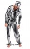 Jailbird Prisoner Men Fancy Dress Robber Convict Uniform Costume