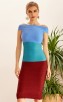 Herve Leger Bandage Dress Off Shoulder Colorblock Blue Red