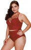 Plus Size Solid Color Sexy High-Waisted Halter Bikini