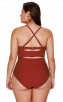 Plus Size Solid Color Sexy High-Waisted Halter Bikini