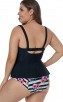 Plus Size Black Printing Shoulder Strap Swimsuit