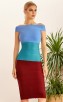 Herve Leger Bandage Dress Off Shoulder Colorblock Blue Red