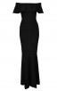 Herve Leger Eyelet Stripe Pleated Gown Black