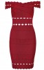 Herve Leger Bandage Dress Off Shoulder Red