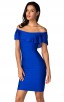 Herve Leger Bandage Dress Off Shoulder Flouncing Blue