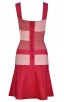 Herve Leger Bandage Dress Flared Yellow Orange Color Block