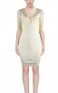 Herve Leger Bandage Dresses V Neck Half Sleeve Beige