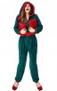 Fancy Party Homewear Adult Coral Velvet Christmas Jumpsuit Costume