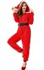 Fancy Party Homewear Adult Coral Velvet Christmas Jumpsuit Costume