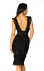 Herve Leger Bandage Dress V Neck Cut Out Fringe Black